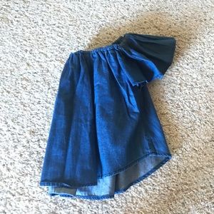 Denim Off The Shoulder Crop Top